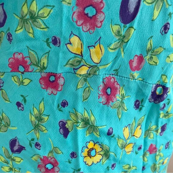HANNA ANDERSSON Vintage 90s Teal Floral Print Maxi Dress - Picture 6 of 11